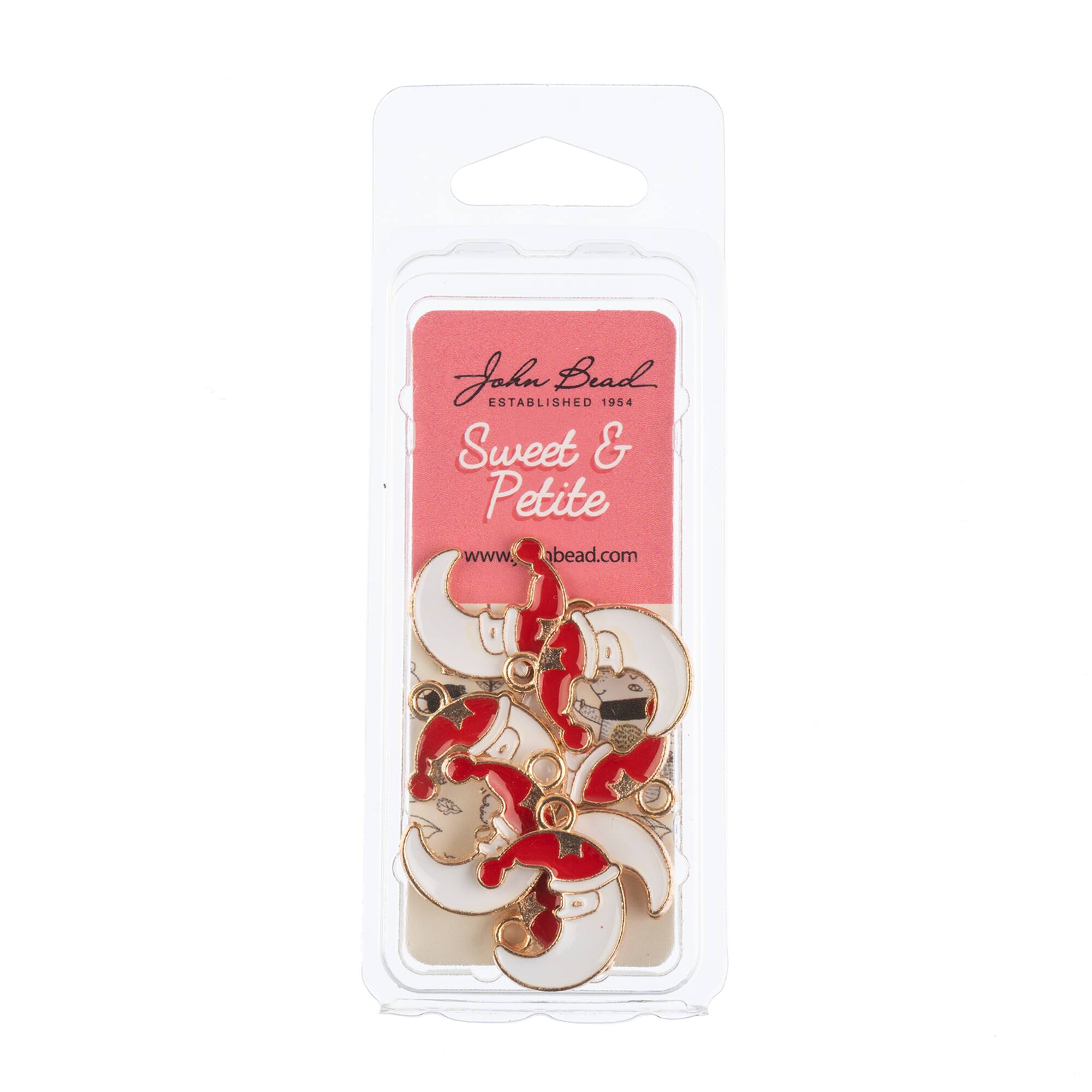 John Bead Sweet & Petite Moon Santa Holiday Charms, 8ct.